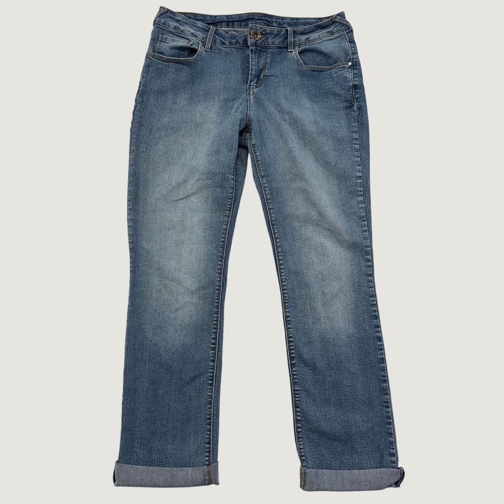 Natural Reflections Womens Straight Leg Blue Jeans Medium Wash 10A